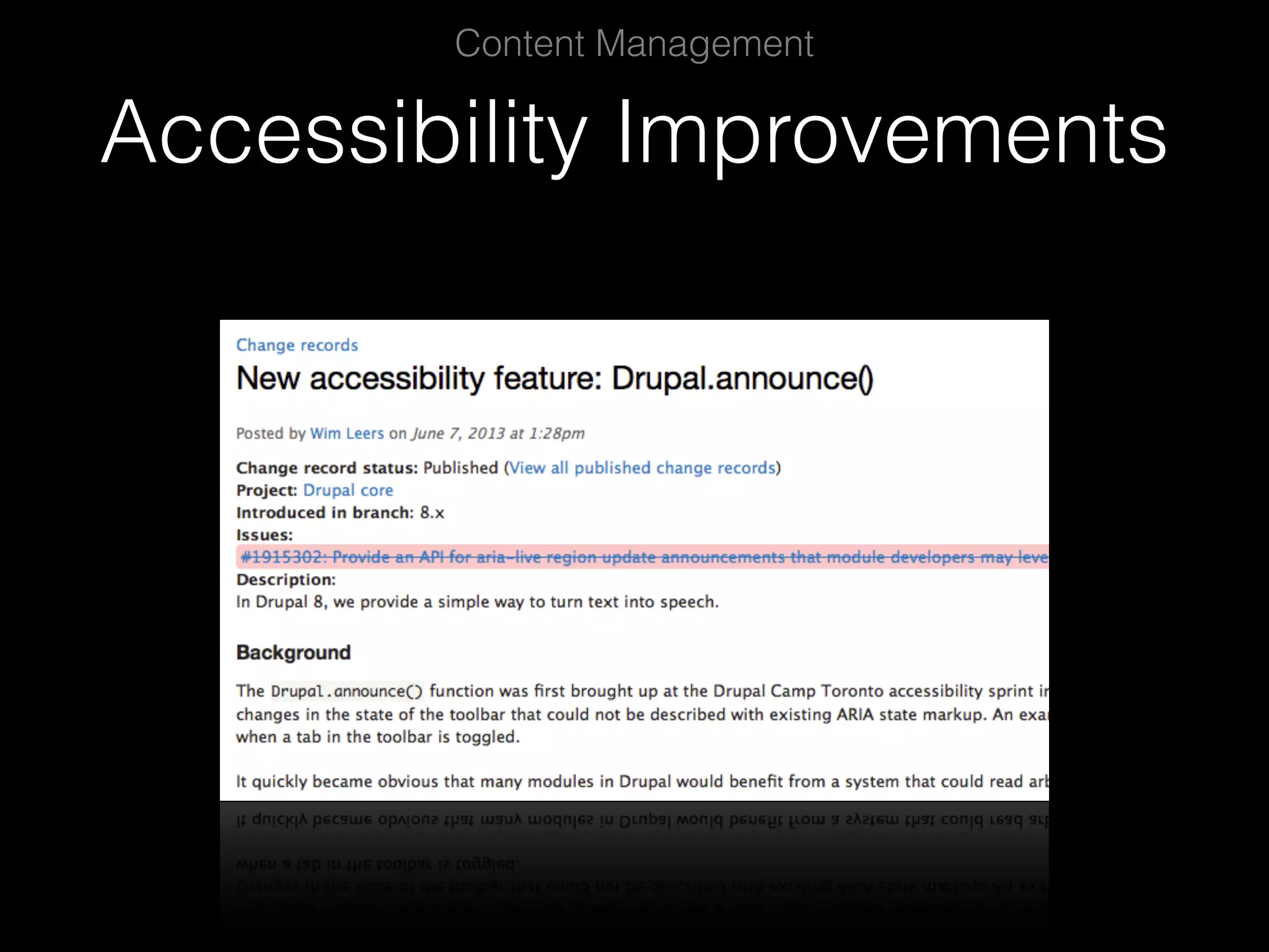 Accessibility Improvements Content Management 
