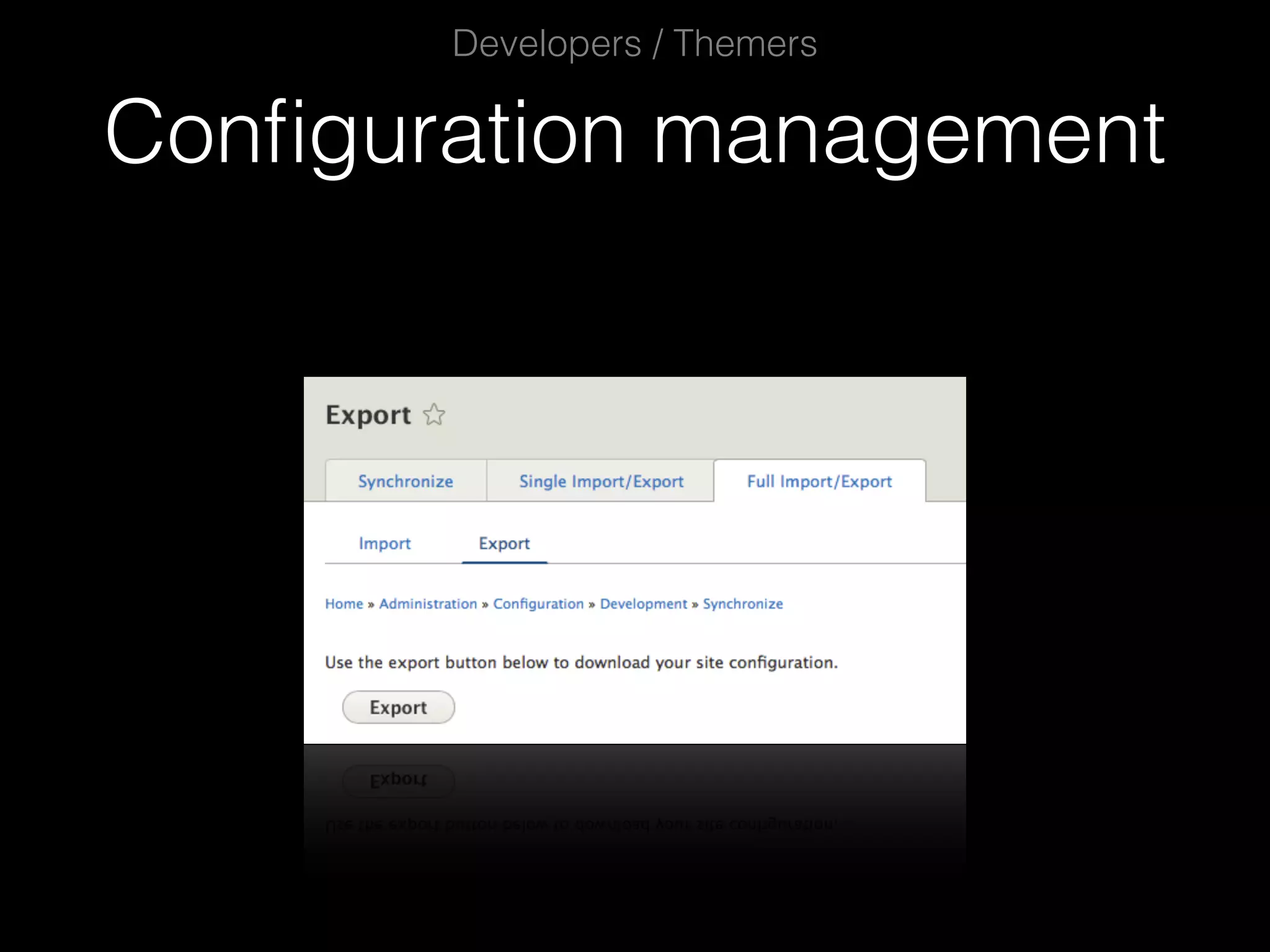 Conﬁguration management Developers / Themers 