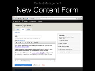 New Content Form
Content Management
 