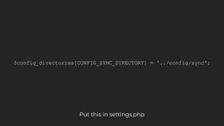 $config_directories[CONFIG_SYNC_DIRECTORY] = '../config/sync';
Put this in settings.php
 