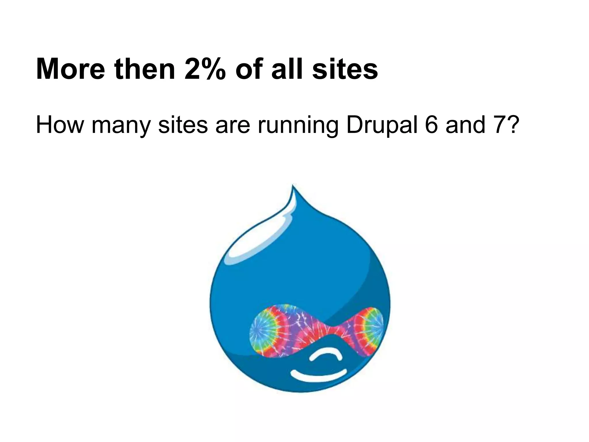 More then 2% of all sites 
How many sites are running Drupal 6 and 7? 
 