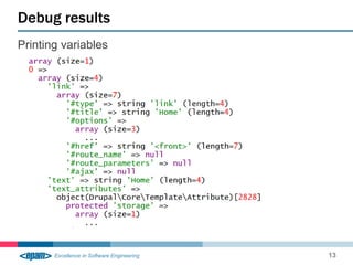 Printing variables
Debug results
13
 
