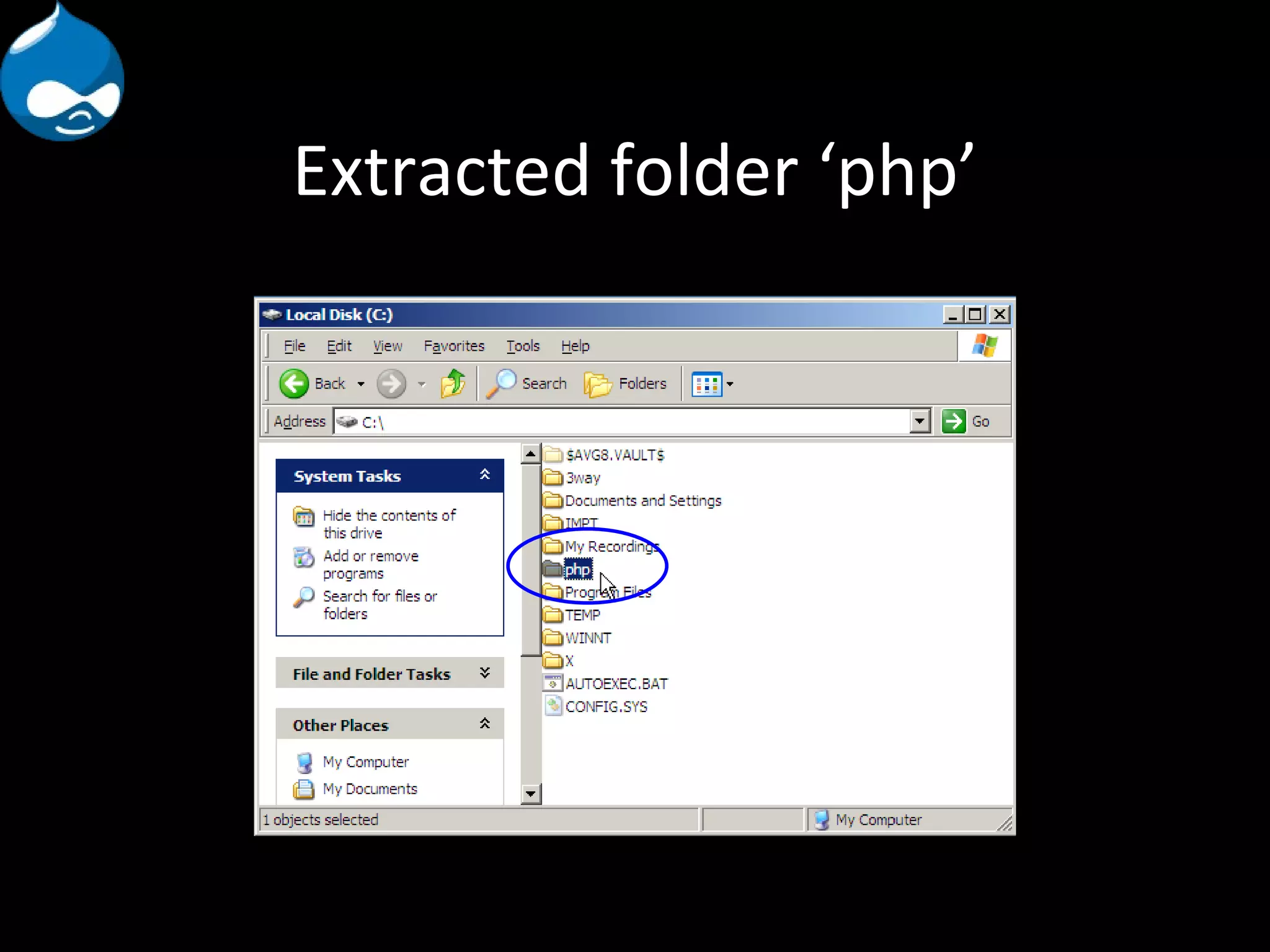 Extracted folder ‘php’ 