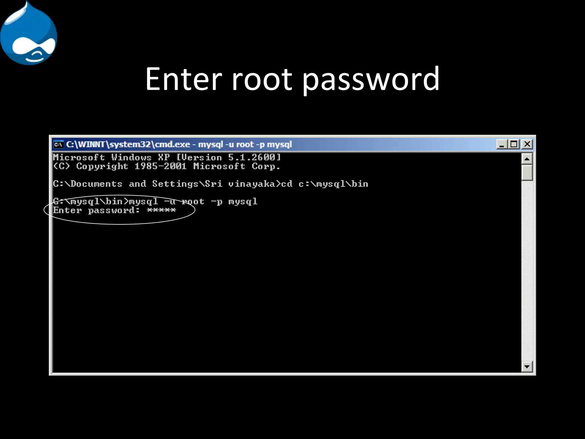 Enter root password 