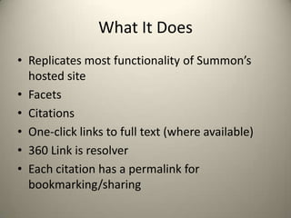 Drupal & Summon: Keeping Article Discovery in the Library