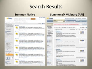 Search Results<br />Summon Native<br />Summon @ MLibrary (API)<br />