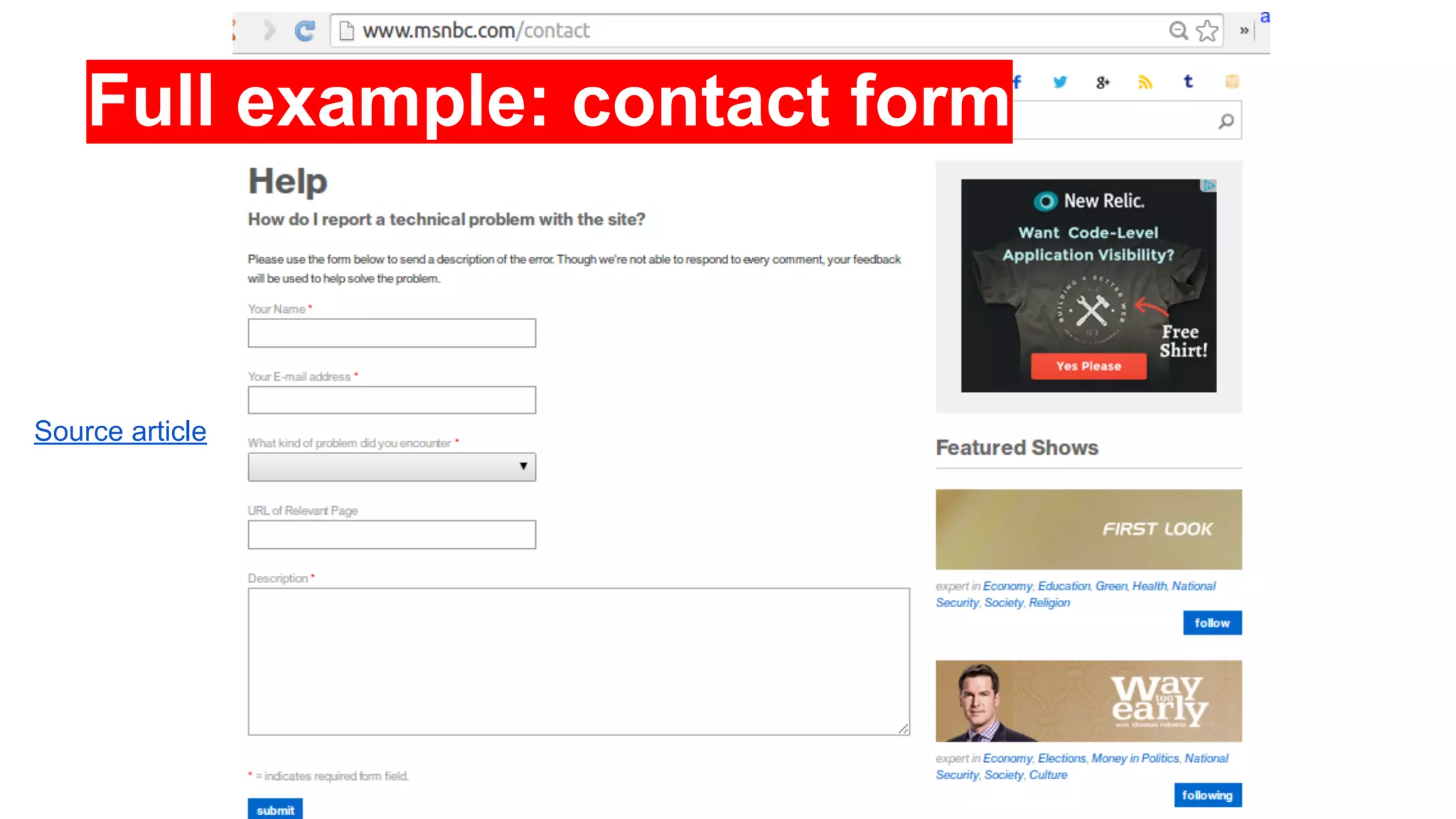 Full example: contact form
Source article
 