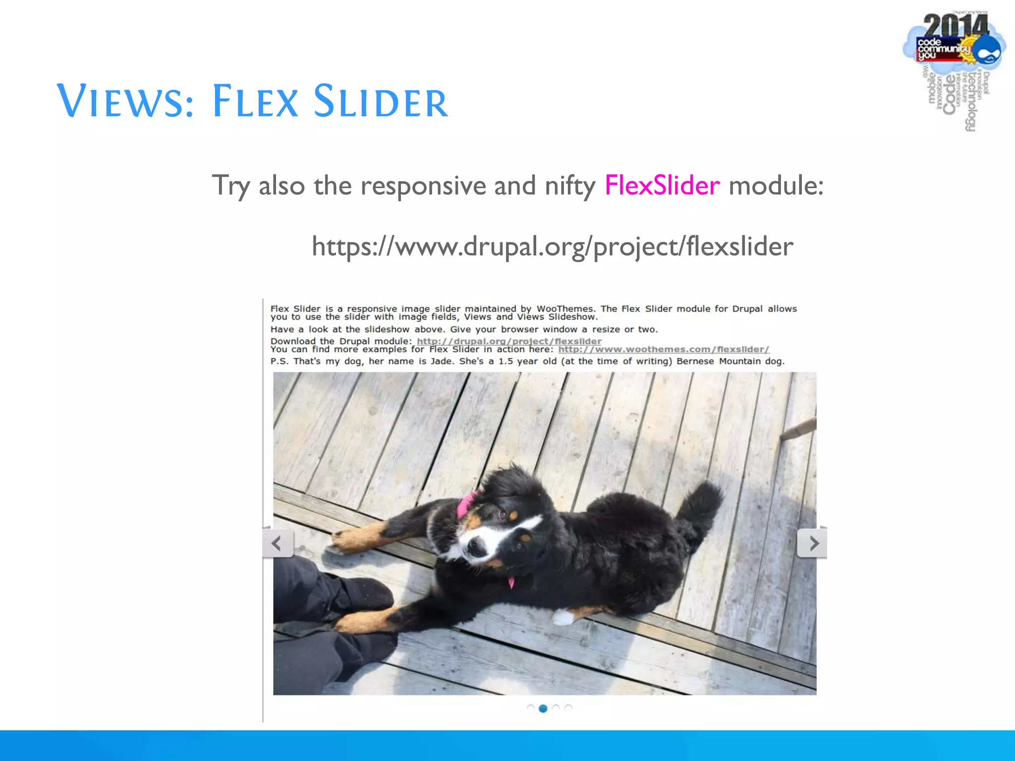 Views: Flex Slider
Try also the responsive and nifty FlexSlider module:
https://www.drupal.org/project/flexslider
 