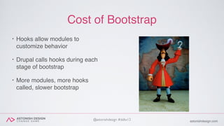ASTONISH DESIGN
C H A N G E G A M E astonishdesign.com@astonishdesign #ddtx13
Cost of Bootstrap
• Hooks allow modules to
c...