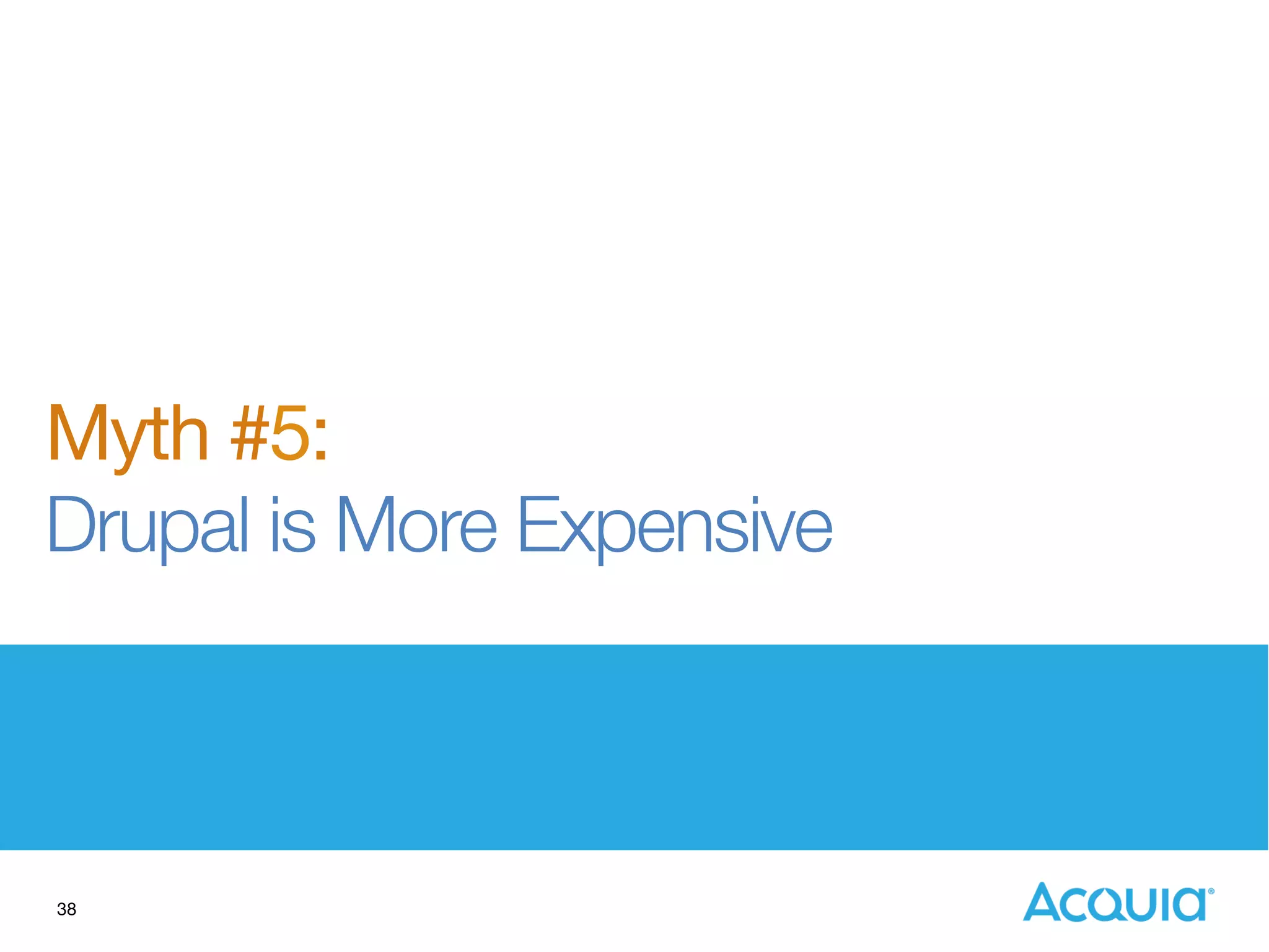 38
Myth #5:
Drupal is More Expensive
 