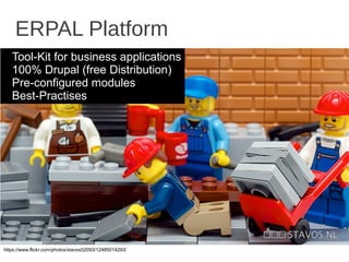 ERPAL Platform
● Tool-Kit for business applications
● 100% Drupal (free Distribution)
● Pre-configured modules
● Best-Practises
https://www.flickr.com/photos/stavos52093/12485014293/
 