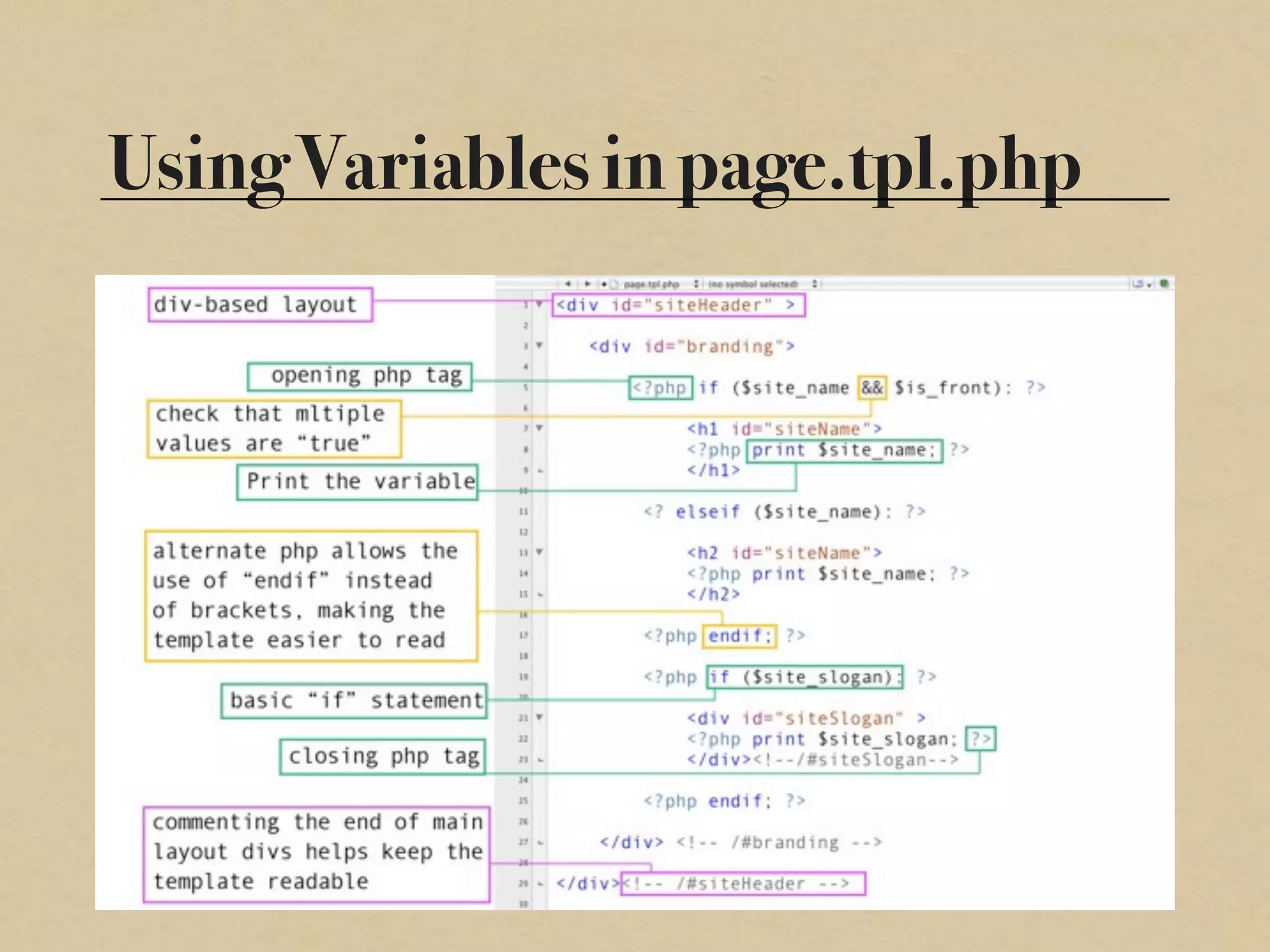 Using Variables in page.tpl.php
 
