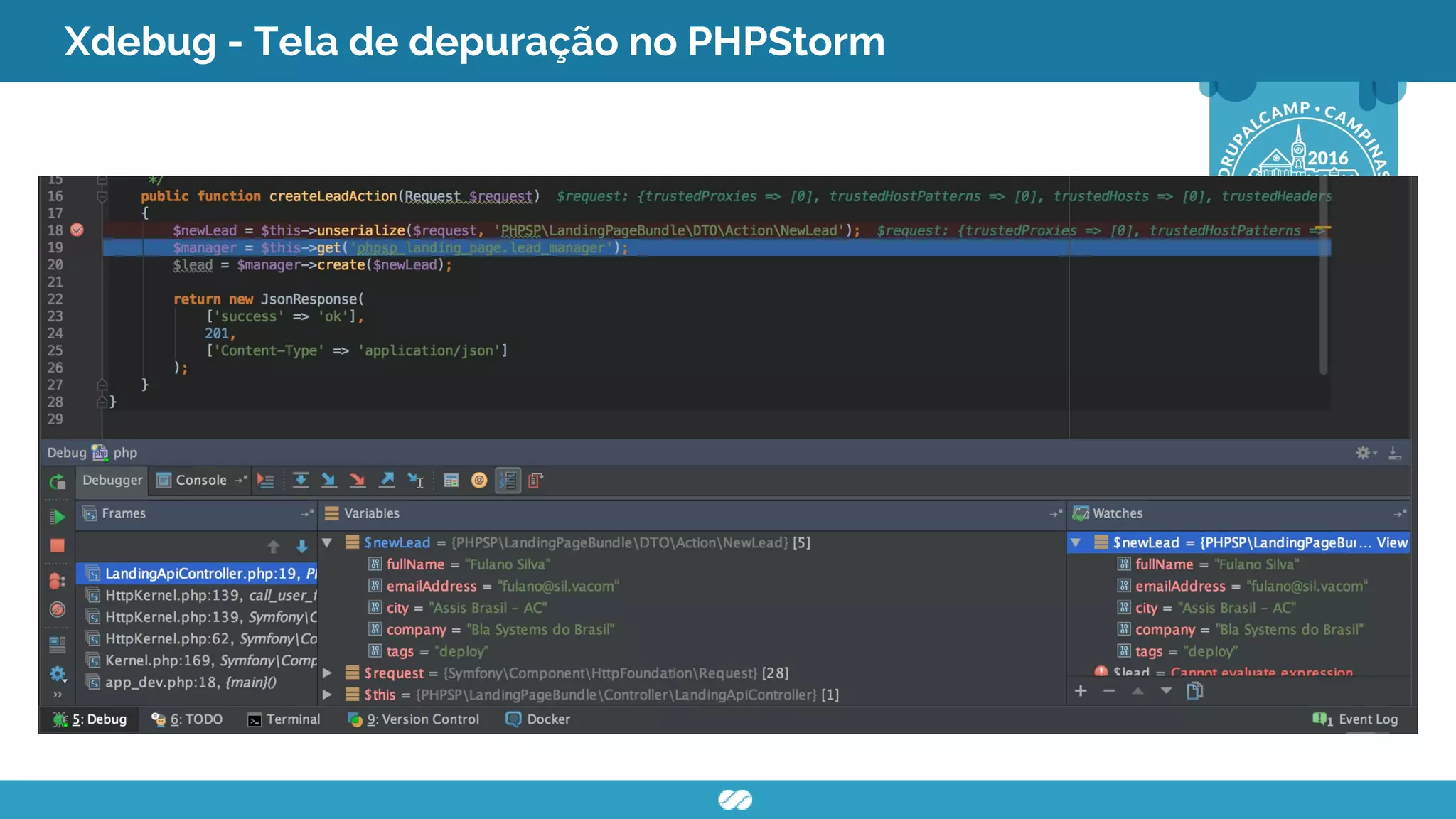 Xdebug - Tela de depuração no PHPStorm
 