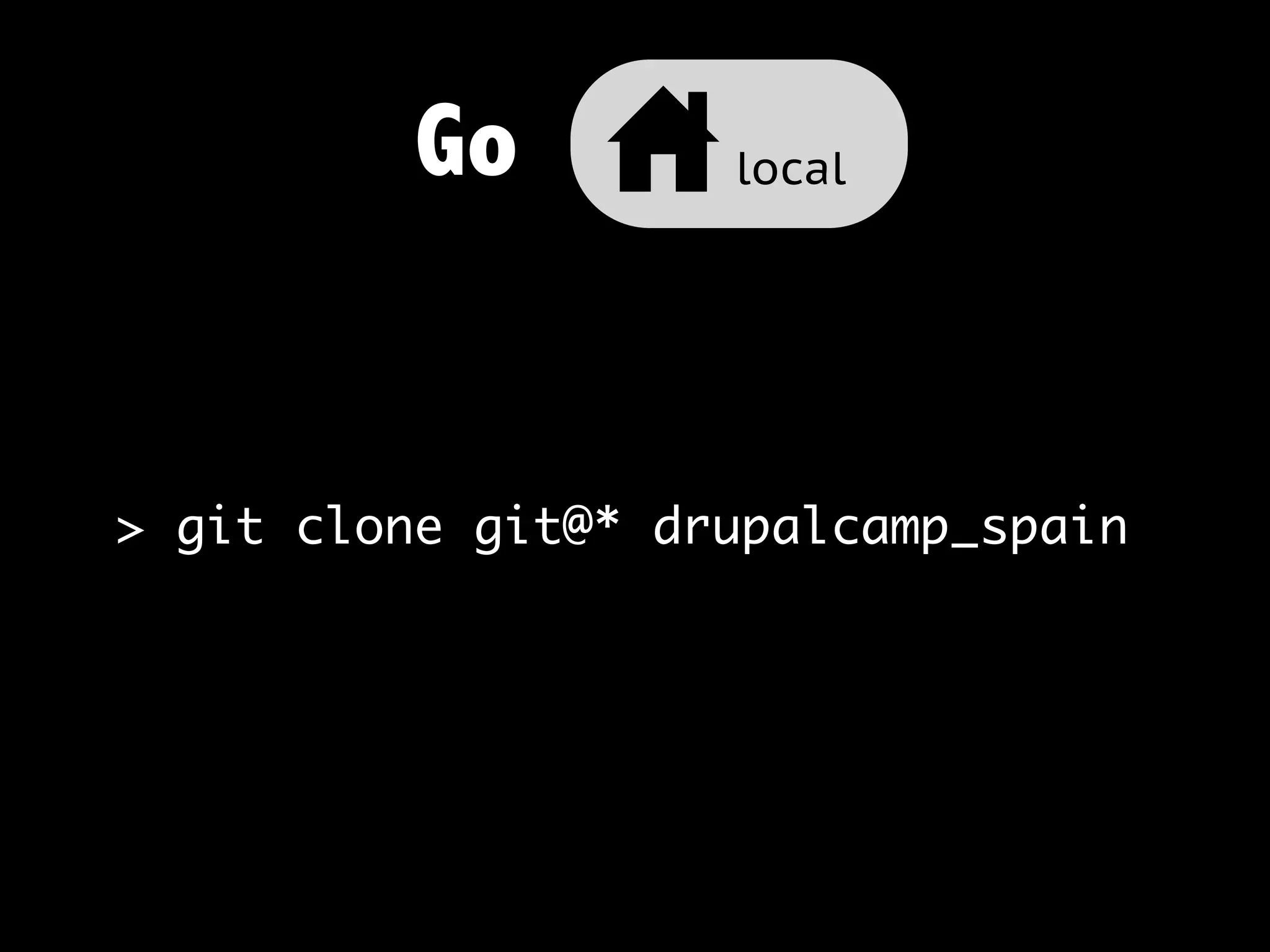 Go u local


> git clone git@* drupalcamp_spain
 