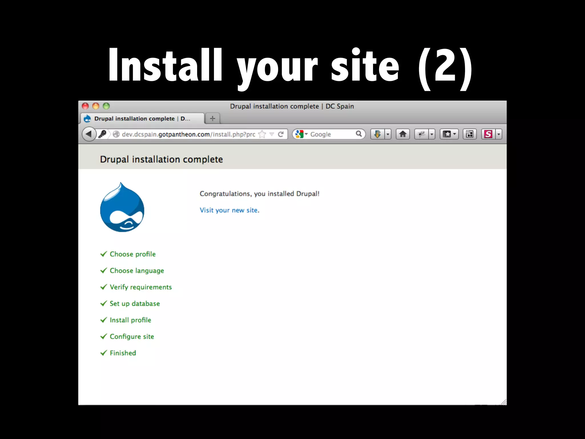 Install your site (2)
 