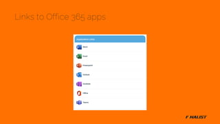 Links to Office 365 apps
 
