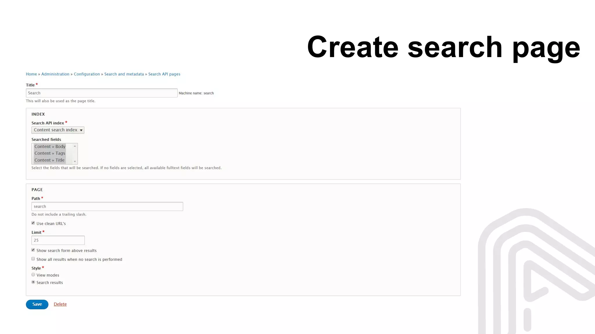 Create search page
 