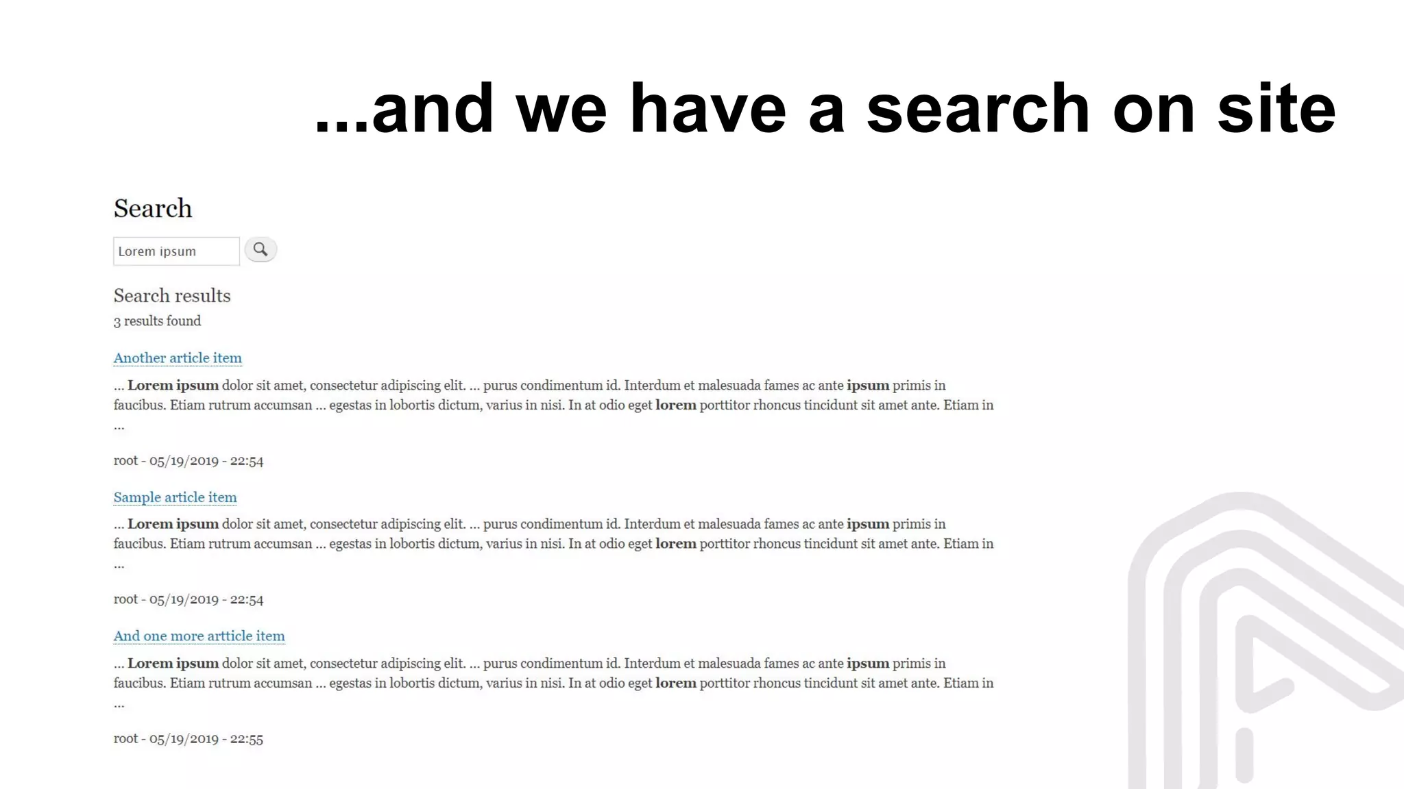 ...and we have a search on site
 