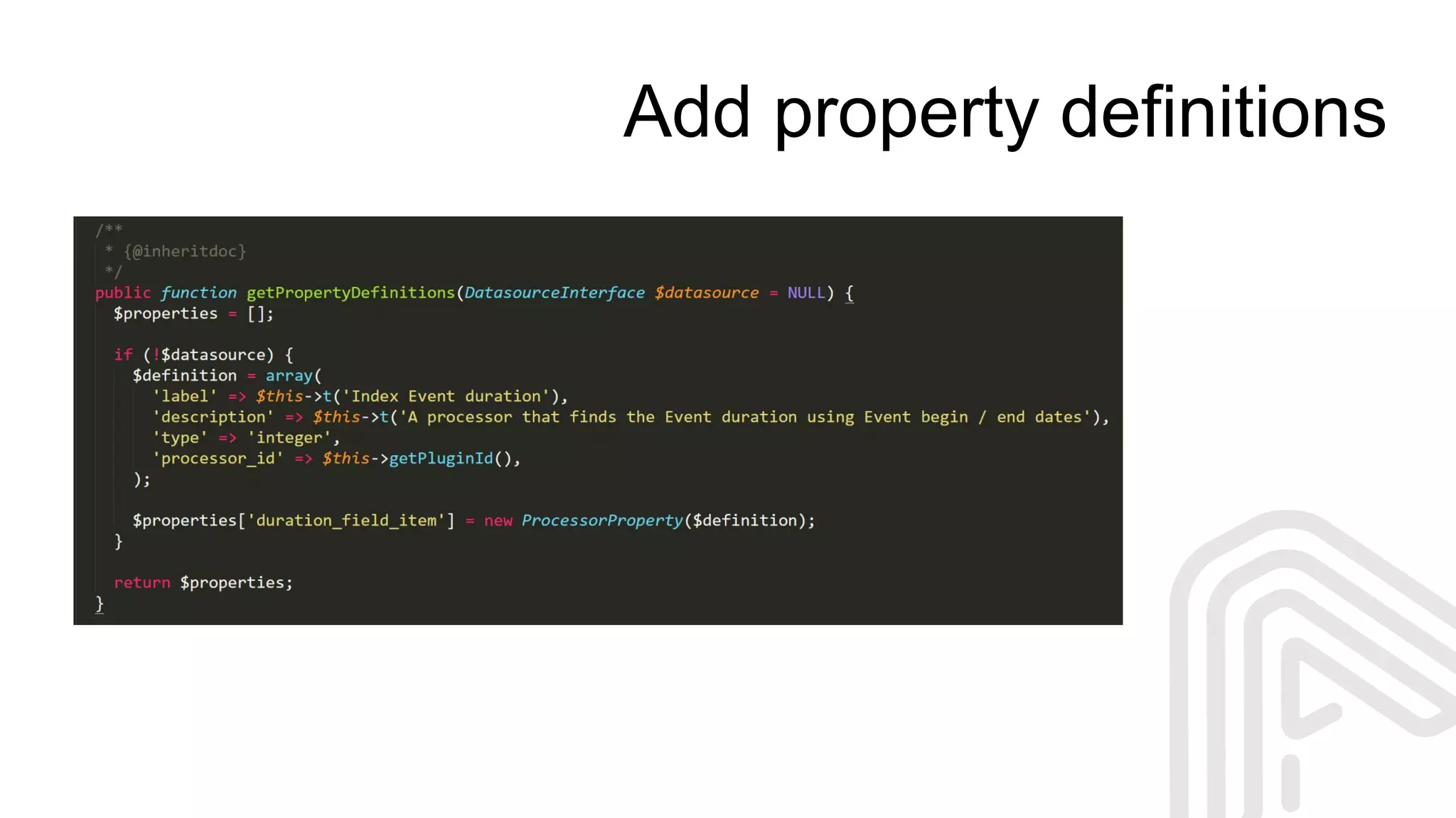 Add property definitions
 