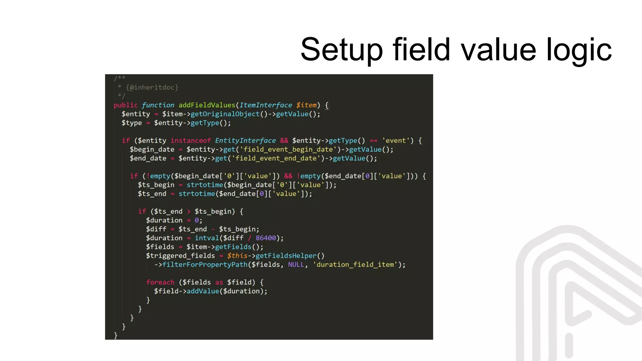 Setup field value logic
 
