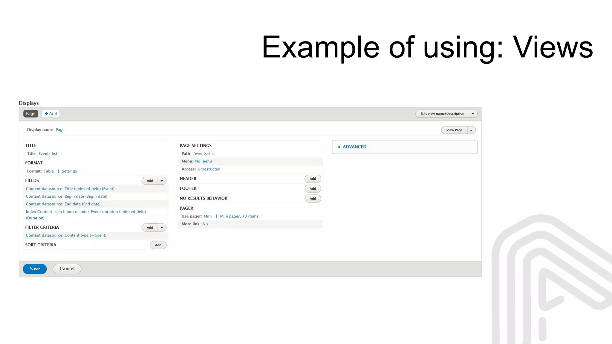 Example of using: Views
 