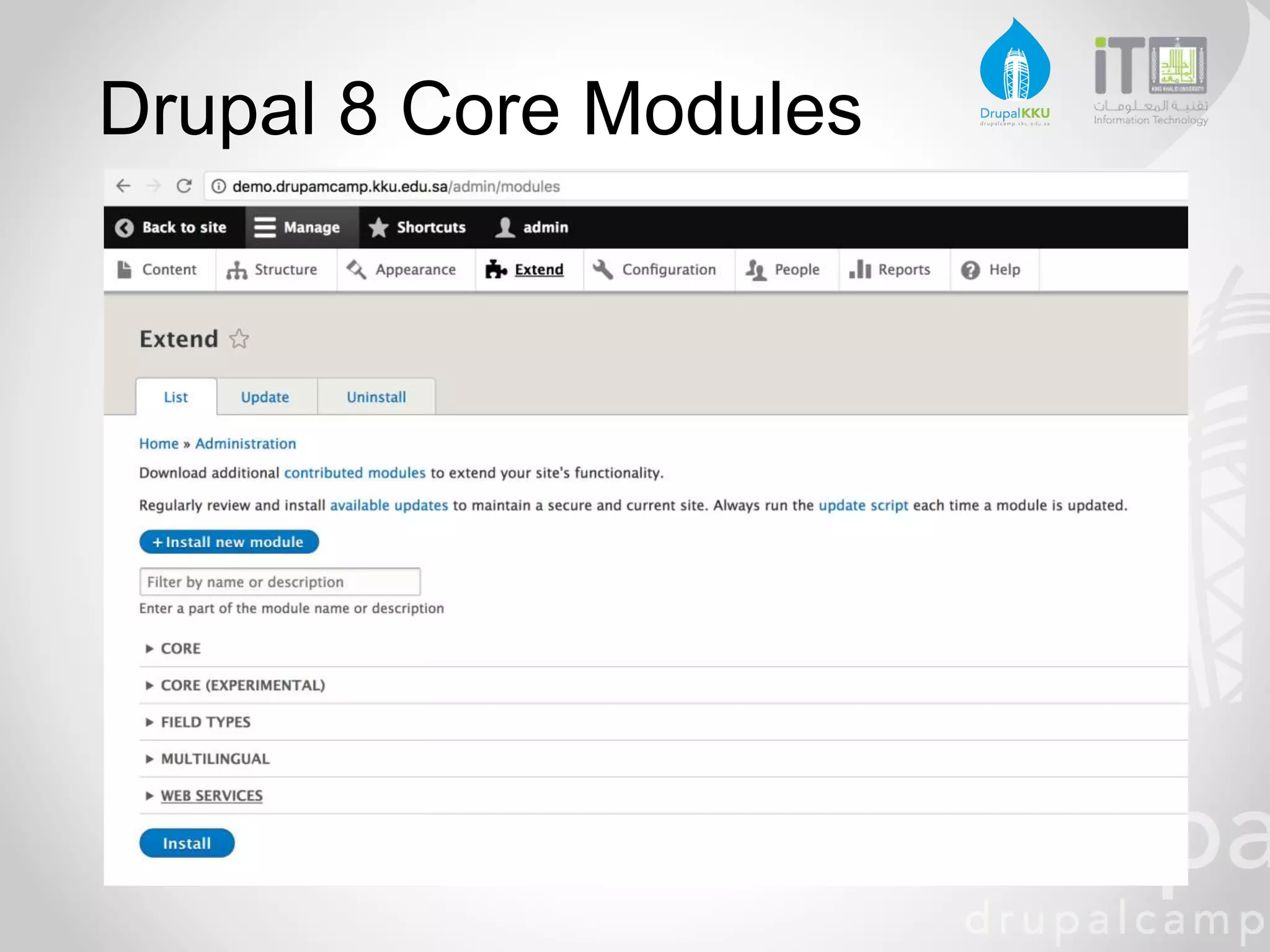 Drupal 8 Core Modules
 