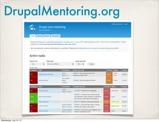 DrupalMentoring.org
Wednesday, July 10, 13
 