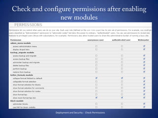 Check “.htaccess”Decide whether to redirectyour visitors to domain withwww prefix or without wwwprefix, good for SEOAdd configuration for ETagDeployment  and SEO :  Check  “.htaccess”