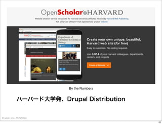 ハーバード大学発、Drupal Distribution

© satoshi kino , ANNAI LLC
22

 