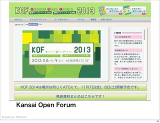 Kansai Open Forum
© satoshi kino , ANNAI LLC
25

 