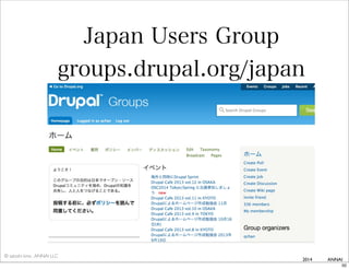 Japan Users Group
groups.drupal.org/japan

© satoshi kino , ANNAI LLC

2014

ANNAI
50

 