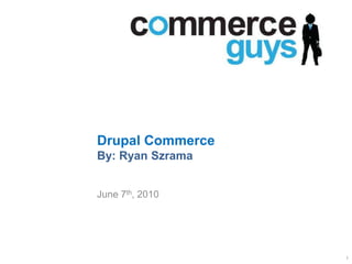 Drupal CommerceBy: Ryan Szrama,[object Object],June 7th, 2010,[object Object],1,[object Object]