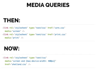 MEDIA QUERIES
THEN:
NOW:
 