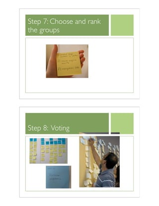 Step 7: Choose and rank
the groups
Step 8: Voting
 