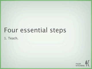 Four essential steps
1. Teach.
 