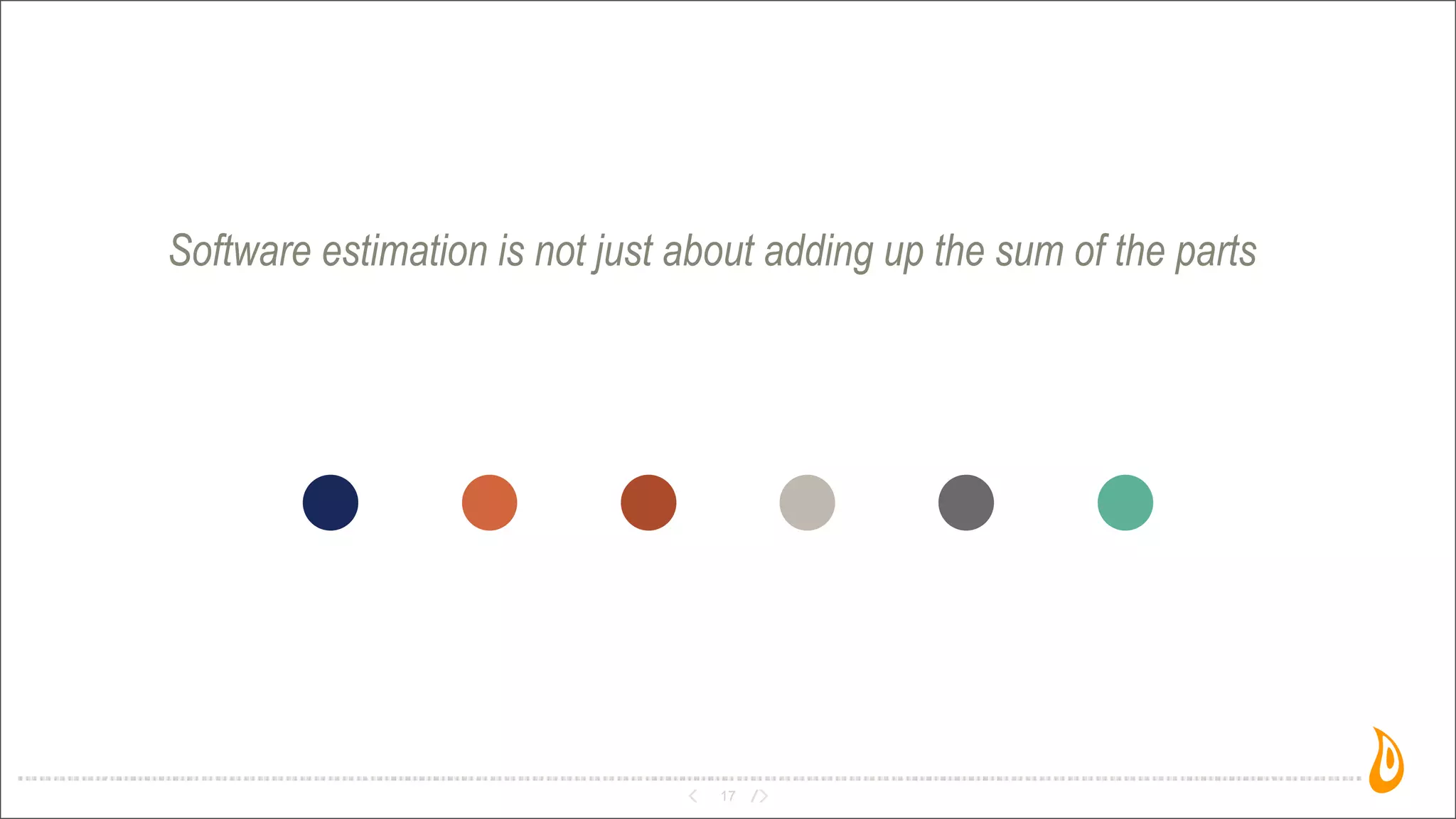 Software estimation is not just about adding up the sum of the parts
17
 