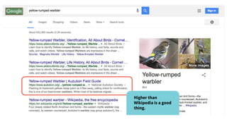 Higher than
Wikipedia is a good
thing.
 