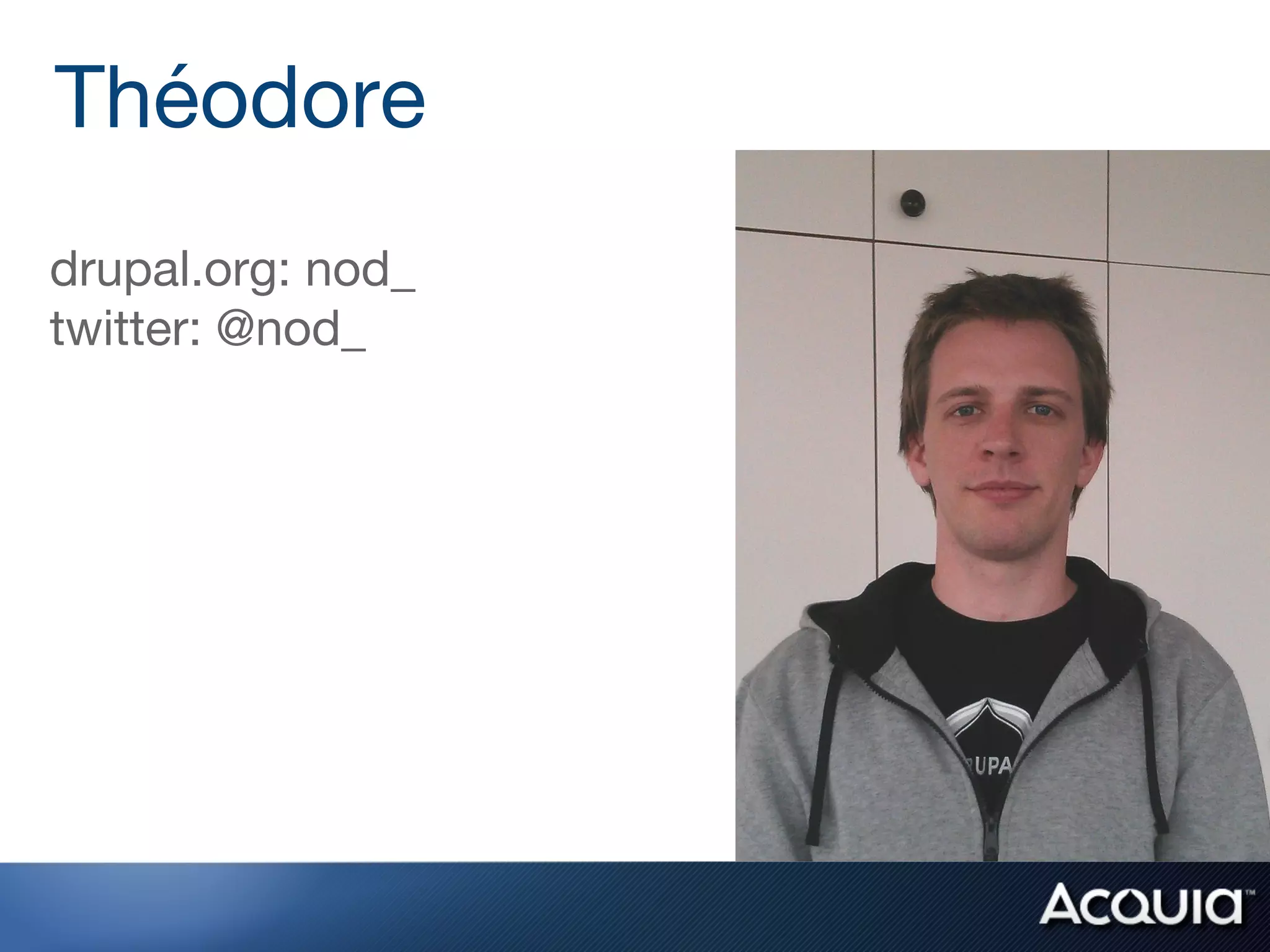 drupal.org: nod_
twitter: @nod_
Théodore
 