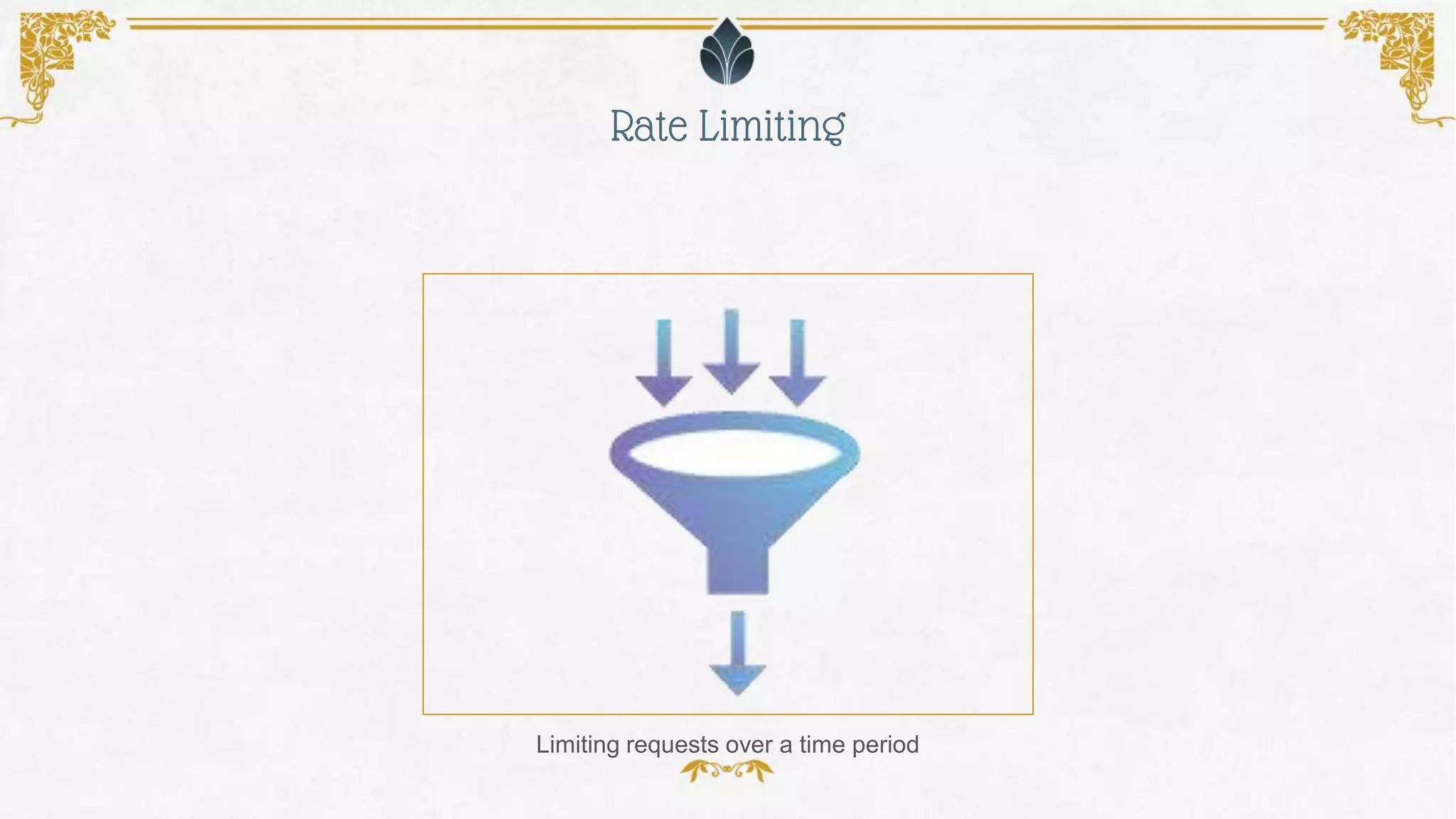 Rate Limiting
Limiting requests over a time period
 