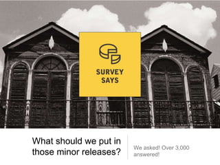 What should we put in
those minor releases?
We asked! Over 3,000
answered!
 