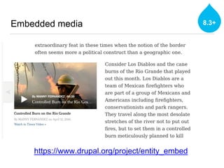 Embedded media 8.3+
https://www.drupal.org/project/entity_embed
 