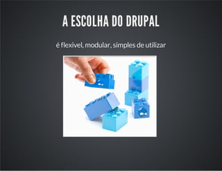 A ESCOLHA DO DRUPAL
é flexivel, modular, simples de utilizar
 