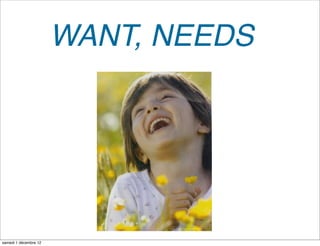 WANT, NEEDS




samedi 1 décembre 12
 