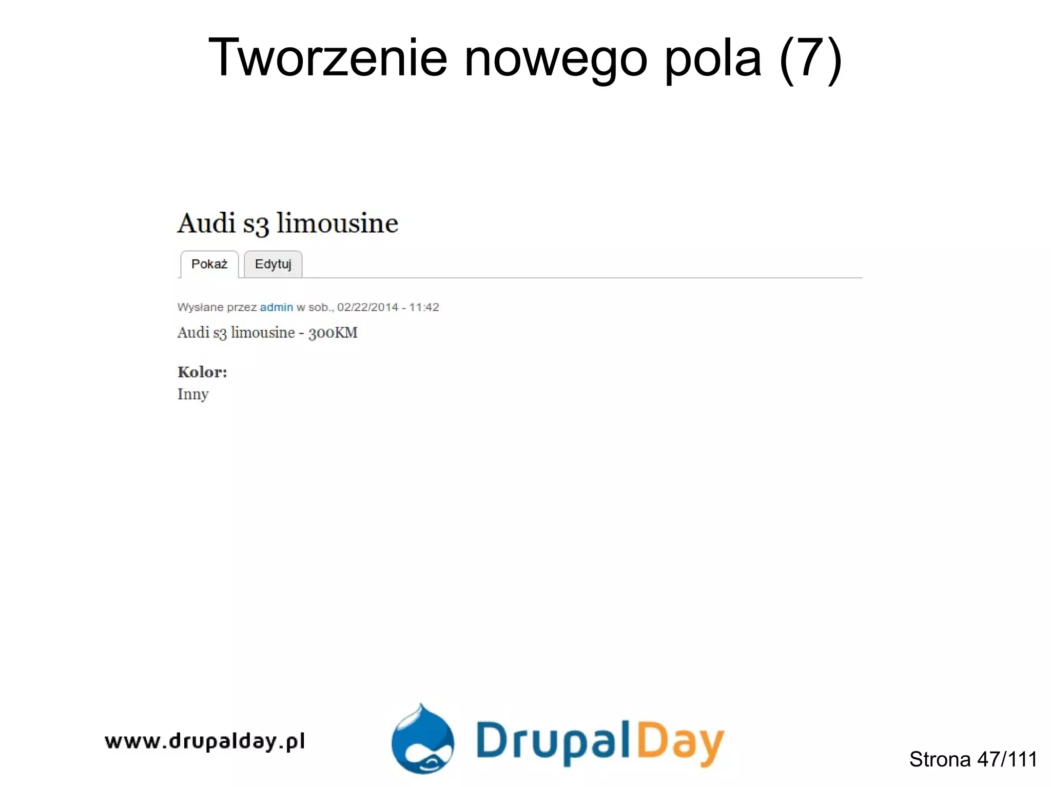 Tworzenie nowego pola (7)
Strona 47/111
 