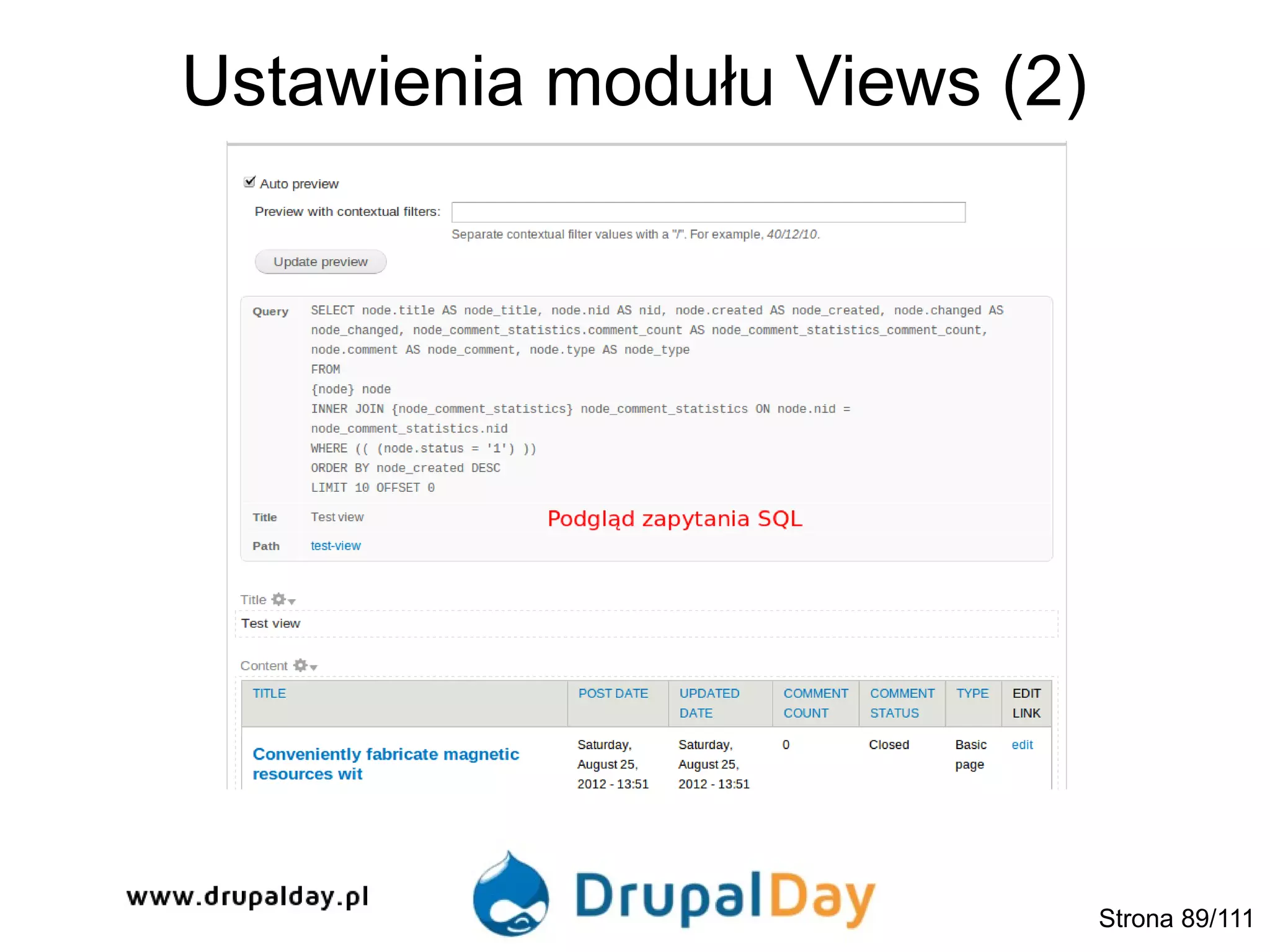 Ustawienia modułu Views (2)
Strona 89/111
 