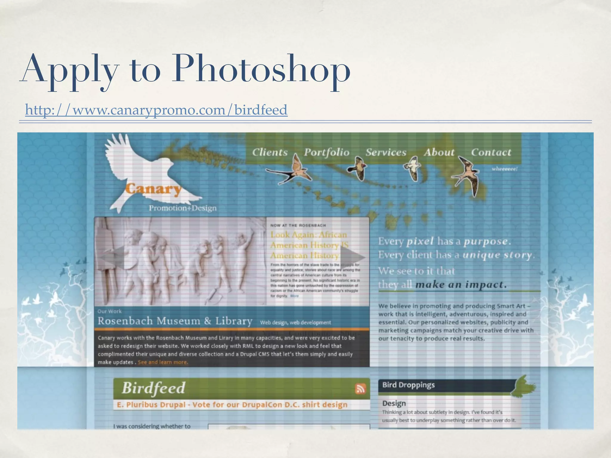 Apply to Photoshop
http://www.canarypromo.com/birdfeed
 