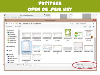 PuttyGen
Open de .pem key
 