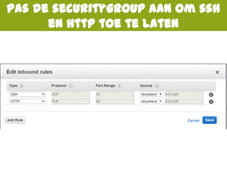 Pas de securitygroup aan om ssh
en http toe te laten
 