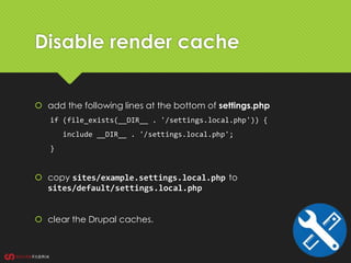 Disable render cache
In settings.local.php:
 disable the render cache (this includes the page cache).
$settings['cache'][...