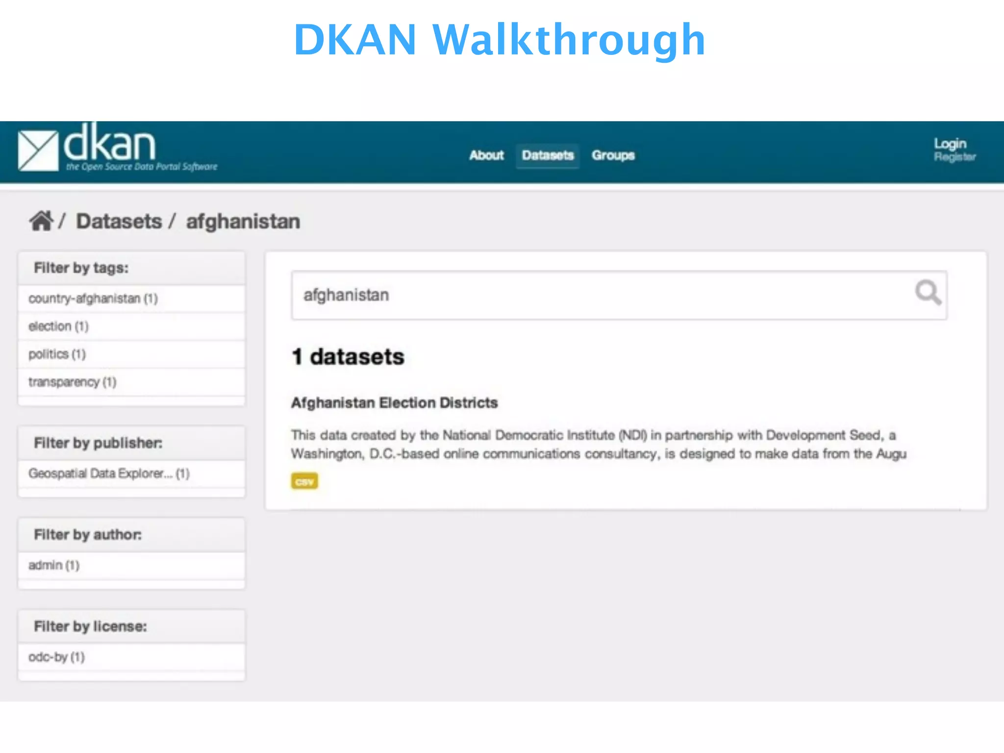 DKAN Walkthrough
 
